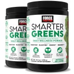 Force Factor Smarter Greens Daily Wellness Powder 2-Pack to Support Energy, Immunity & Digestion, Superfood Greens Powder with Vitamins, Minerals & Probiotics, Unflavored, 60 Servings