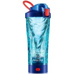 FANS-ONE Electric Protein Shaker Bottle, 24oz Lockable Electric Blender Cup, Tritan USB Rechargeable Protein Shake Mixer, Blender Shaker Cups for Protein Shakes, Blue