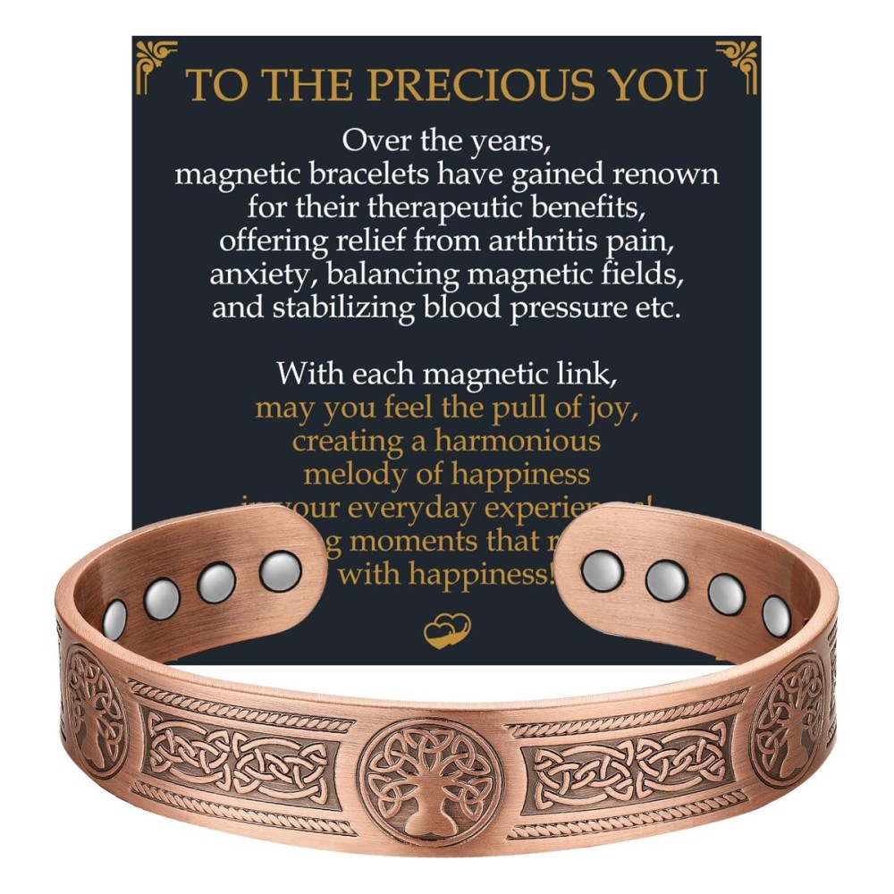 Jecanori Copper Bracelet for Men, 12X Strength Magnetic Bracelets for Men, 99.99% Pure Solid Copper Jewelry Gift