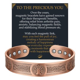 Jecanori Copper Bracelet for Men, 12X Strength Magnetic Bracelets for Men, 99.99% Pure Solid Copper Jewelry Gift