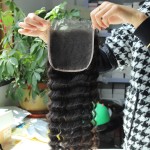 BEEOS Deep Wave 5x5 SKINLIKE Real HD Lace Closure Only, 0.10mm Ultra-thin Melted Swiss Lace Bleached Knots Pre-plucked Natural Hairline Natural Black Color 18 Inch