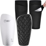 Soccer Shin Pads for incl. Sleeves with Optimized Insert Pocket - Protective Soccer Equipment for Kids Adults (White M)