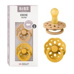 BIBS Boheme Pacifiers 2 Pack BPA Free Cherry Shape Nipple Size 2 (6-18 Months) Desert Sand/Honey Bee