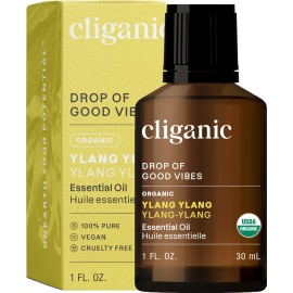 Cliganic Organic Ylang Ylang Essential Oil, 100% Pure Natural for Aromatherapy | Non-GMO Verified (Packaging May Vary)