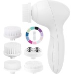 Facial Cleansing Brush Face Scrubber Exfoliating Cleaning Skin Care Cleanser Wash Women Girls Electric Beauty Powered Exfoliator Skincare Spin Tools Scrub Washer Self Care by VISOFO (Pearl)