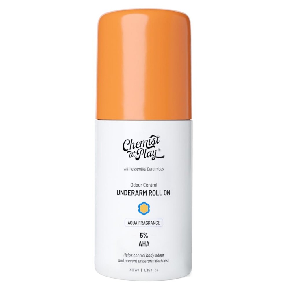 Chemist at Play UnderArm Roll-On with 5% AHA| Lactic & Mandelic Acid|Prevents Odour, Brightens Skin & Exfoliates Underarm | For Sensitive Skin | Aqua Fragrance | Alcohol & Aluminium Free | 1.35 fl oz