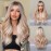 Esmee Long Wavy Ombre Blonde Wigs with Bangs for Women Natural Synthetic Hair Heat Resistant Ombre Wigs with Dark Roots for Daily Party Cosplay Use-24 Inches
