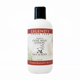Legend\'s Creek Farm Goat Milk Lotion - Moisturizing Goat Milk Body Lotion for Body, Hand & Face - 9 oz Body Moisturizer with Shea Butter, Sunflower Oil, Aloe, Handmade in USA (Pomegranate Acai L.)