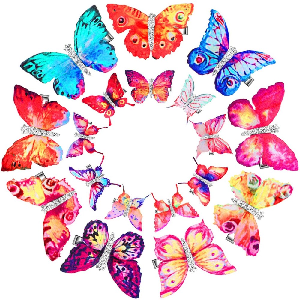 Boao 18 Pieces Glitter Butterfly Hair Clips for Girls Teens Women Hair Accessories (Delicate Style)