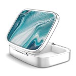 Pill Box 2 Compartment Small Pill Case,Portable for Pocket or Purse Pill Organizer Pill Container Holder to Hold Vitamins, Medication, Fish Oil and Supplements(Ocean Marble)