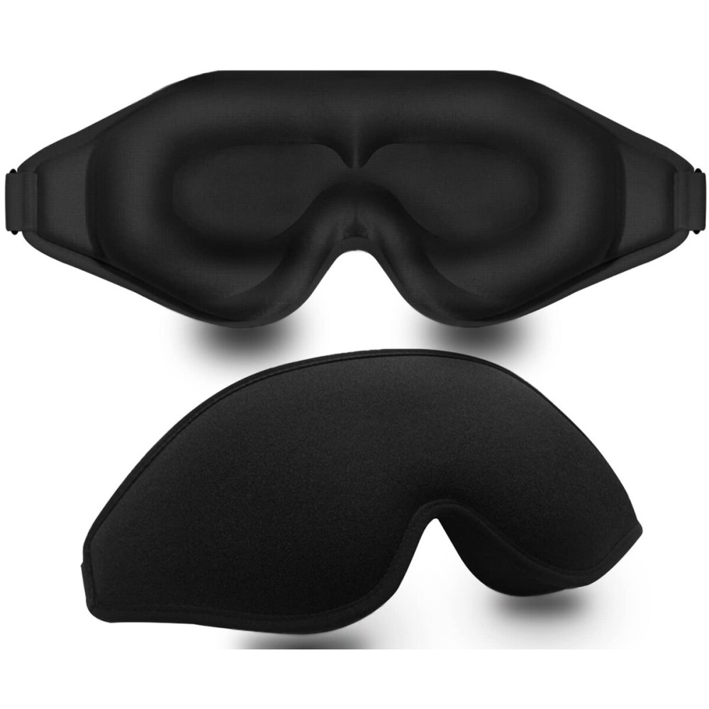 Sleep Mask, 3D Deep Contoured Eye Covers for Sleeping, 99% Block Out Light Eye Mask, Zero Pressure Cup Blindfold for Men Women, with Adjustable Strap for Sleeping, Yoga, Traveling (Black)