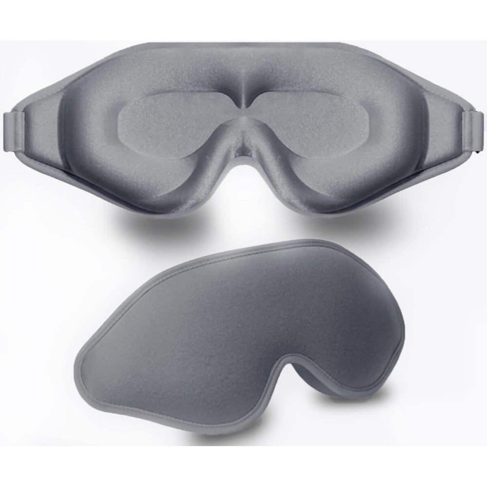 Sleep Mask, 3D Deep Contoured Eye Covers for Sleeping, 99% Block Out Light Eye Mask, Zero Pressure Cup Blindfold for Men Women, with Adjustable Strap for Sleeping, Yoga, Traveling (Grey)