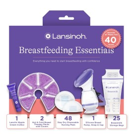 Lansinoh Youve Got This Breastfeeding Essentials Kit for New Moms, 77-Piece Gift Set with Nursing Pads, Breastmilk Storage Bags, Nipple Cream, Hot & Cold Therapy Packs, and Silicone Breast Pump