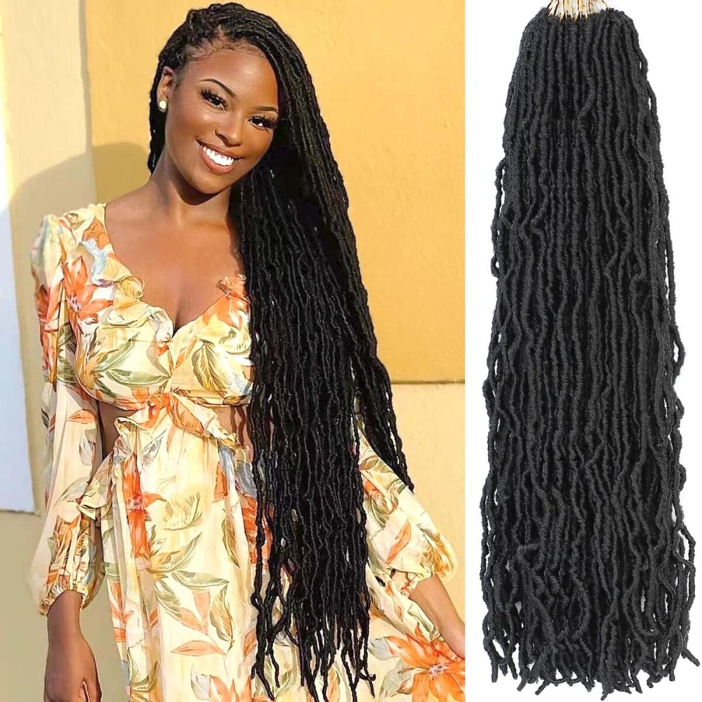 Faux Locs Crochet Hair Soft Locs 30 Inch 7 Packs Long Black Crochet Locs For Natural Butterfly Locs Crochet Hair For Women Goddess Locs Synthetic Pre looped Crochet Braids (30 Inch (Pack of 7), 1B)