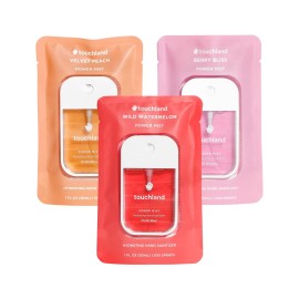 Touchland Hydrating Hand Sanitizer Spray, JUICY Trio Set (Watermelon, Peach, Berry), 1 FL. OZ. Travel Size Power Mist Sprays (Set of 3)