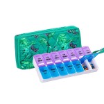 ZUMD Weekly 7 Day Pill Organizer Case 2 Times a Day (AM/PM), Large Portable Pill Box 7 Day for Vitamin Medicine, Pill Case with Quilted Fabric Zipper Cute Bag for Travel or Daily