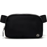 Black Belt Bag with Adjustable Strap, Pander Nylon Mini Fanny Pack for Outdoors Workout Traveling Casual Running Cycling, 1L