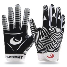 SPOMAT Youth Football Gloves Kids Silicone Grip Receiver Gloves with Super Stick Ability for Best Game Experience, Swallow Tail XS/S