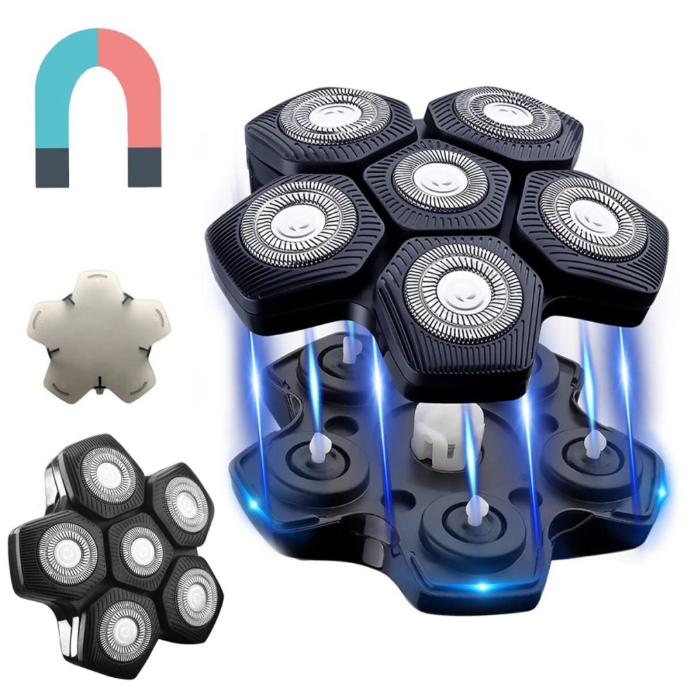WAHFOX 6 Magnetic Blades for Head Shaver Replacement Blades (Magnetic Interface Unique) Head Shaver Replacement Heads
