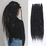 Leeven Thin 24 Inch Dreadlock Extensions 0.6 cm Width 20 Strands Natural Black Soft Hippie SE Dreads Synthetic Loc Extensions Handmade Reggae Style Crochet Braiding Hair for Women and Men