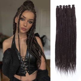 Leeven 24 Inch Synthetic Dreadlock Extensions 20 Strands Thin Chocolate Brown SE Dreads Handmade Reggae Style Crochet Hair 0.6 cm Width Loc Extensions for Women Men 4