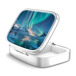 Pill Box 2 Compartment Small Pill Case,Portable for Pocket or Purse Pill Organizer Pill Container Holder to Hold Vitamins, Medication, Fish Oil and Supplements(Aurora Lights)