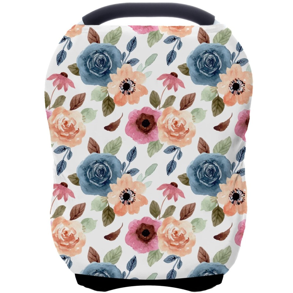 Car Seat Covers for Babies - Multi- use Nursing Carseat Canopy, Breastfeeding Covers, Baby Shower Gifts for Boys and Girls (Colourful Rose)