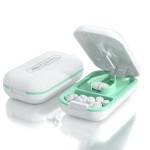 DUBSTAR Small Pill Cutter, Pill Cutter Splitter for Small and Tiny Pills, Portable Pretty Pill Cutters for Large Pills, Cuts Vitamins Tablets for Purse Pocket (Pill Cutter, White)