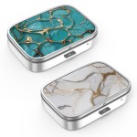 Pill Box 2 Compartment Small Pill Case,Portable for Pocket or Purse Pill Organizer Pill Container Holder to Hold Vitamins, Medication, Fish Oil and Supplements(2PCS)