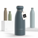 LARS NYSM Stainless Steel Insulated Water Bottle 12oz 17oz 25oz 34oz 51oz | Insulated Thermo Flask for Hot and Cold Beverages | Leakproof Drinking Bottle (Stone Blue, 11.9oz)