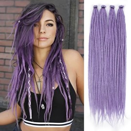 Kraler Lavender Purple Dreadlock Extensions, 22 Synthetic Crochet Dreads Extensions 100% Handmade Single Ended Dreads Thin 0.6cm Width Reggae Style Dreadlock for Girls(10 Strands)