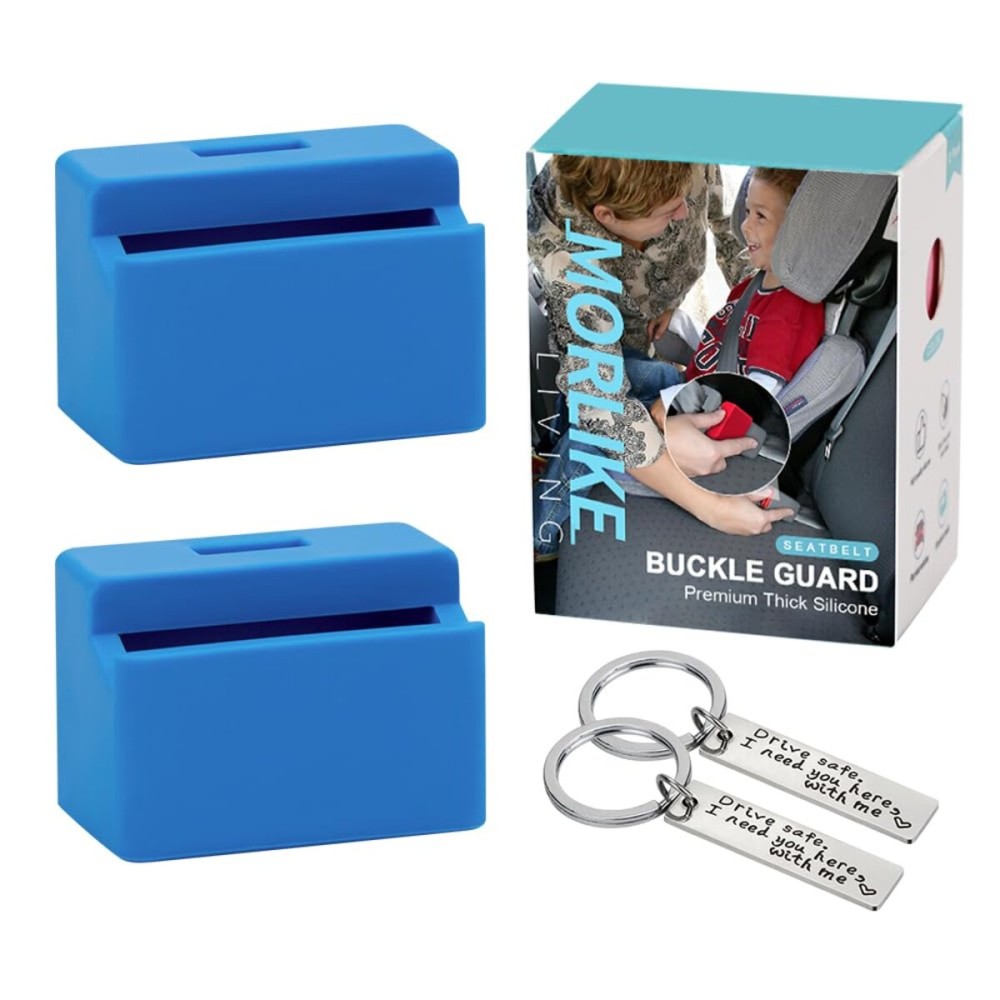 Morlike Silicone Seatbelt Secure Buckle Safety Cover Lock (BLUE2-2 PCAK)