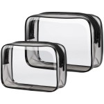 PACKISM TSA Approved Toiletry Bags - 2 Pack Clear Toiletry Bags Clear Travels Bags for toiletries, Cosmetic Bags with Zipper Carry on Toiletry Bag Airport Airline Compliant Bag, Black