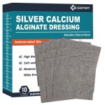 Ceeport Ag Silver Calcium Alginate Wound Dressing Pads, 4\'\'x4\'\' Patches, 10 Individual Pack, Soft Silver Dressings for Wound Care, Gentle Highly Absorbent Dressing, Non Stick Gauze Pads for Wounds