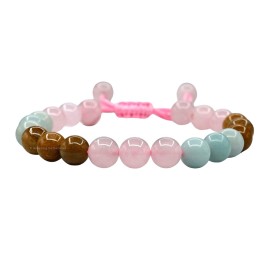Amazing Gemstone Trauma Manifestation PTSD Bracelet - Rose Quartz Amazonite Yellow Jasper Bracelet Set for Men Women Healing Calming Anxiety Stress Relief Item Gifts(Adjustable)