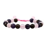 Amazing Gemstone Bracelet for Sleep Manifestation - Rose Quartz Smoky Quartz Amethyst Bracelet Set - Healing Calming Anxiety Stress Relief Gifts Pulseras Para Hombres Mujer Stocking Stuffers