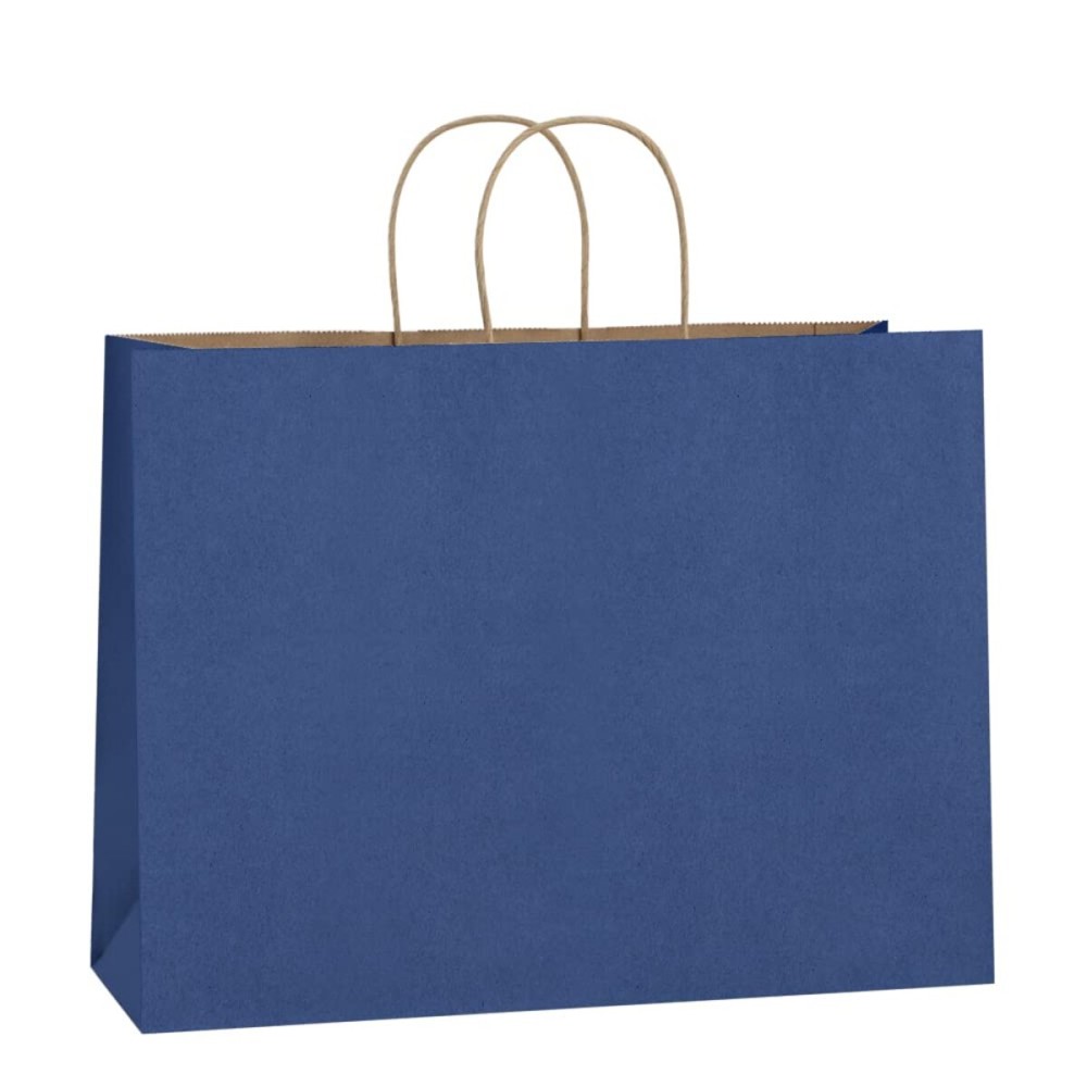 BagDream 16x6x12 Inches 50Pcs Kraft Paper Bags with Handles Bulk, Large Gift Bags for Shopping, Grocery, Retai, Merchandise, Party Favor Gifts, Recyclable Navy Blue Paper Sacks