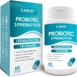 CANLIST Probiotics 120 Billion CFUs 18 Strains, 3 Prebiotics & Digestive Enzymes for Men Women,Digestive & Immune Support,Shelf Stable Non-GMO 60 Capsules