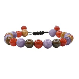 Amazing Gemstone Bracelet for Teens - Yellow Jasper Lepidolite Carnelian Bracelet Set for Men Women Healing Calming Anxiety Stress Relief Gifts Pulseras Para Hombres Mujer (Adjustable) (Teenagers)