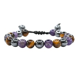 Amazing Gemstone Quit Smoking Cessation Quit Vaping Aid Bracelet - Hematite Tiger Eye Amethyst Bracelet Set for Men Women Healing Calming Anxiety Stress Relief Gifts Pulseras Para Hombres Mujer