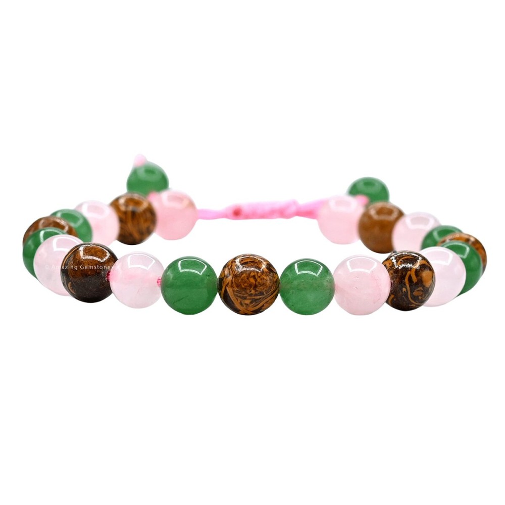 Amazing Gemstone Bracelet for New Mom Manifestation - Green Aventurine Mariyam Jasper Rose Quartz Bracelet Set for Men Women Healing Calming Anxiety Stress Relief Gifts Pulseras Para Hombres Mujer
