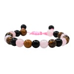 Amazing Gemstone Bracelet for Breaking Attachments Manifestation - Rose Quartz Mariyam Jasper Black Obsidian Bracelet Set for Men Women Healing Calming Anxiety Stress Relief Gifts (Adjustable)