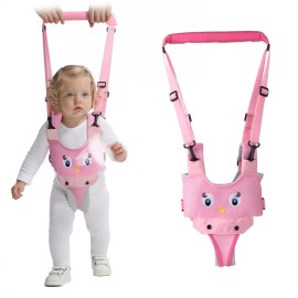 IULONEE Baby Walking Harness Breathable Handheld Kids Toddler Helper Assistant Adjustable Infant Walker Help Baby Walk Stand Up Child Learning Belt for 8-24 Month Old Babies Activity (Pink)