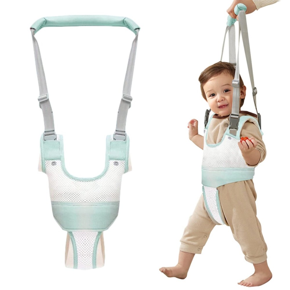 Ocanoiy Baby Walker Breathable Baby Walking Harness Handheld Kids Walker Helper Toddler Infant Walker Harness Assistant Belt Pulling and Lifting Dual Use Walking Assistant Strap (Green 1)