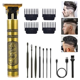 PXLISIE Professional Cordless Hair Trimmer, T-Blade Clippers for Men, Zero Gapped Rechargeable Beard Trimmer, Hair Cutting Kit With Guide Combs, Ear Spoon Tool Set