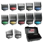Wahl Genuine SECURE-SNAP Guide Comb Set with Colored Metal Clips and Guard Organization Caddy, 12 Full Size Attachment Guards from 1/16 to 1 for Increased Cutting Performance Grey - 3291-300