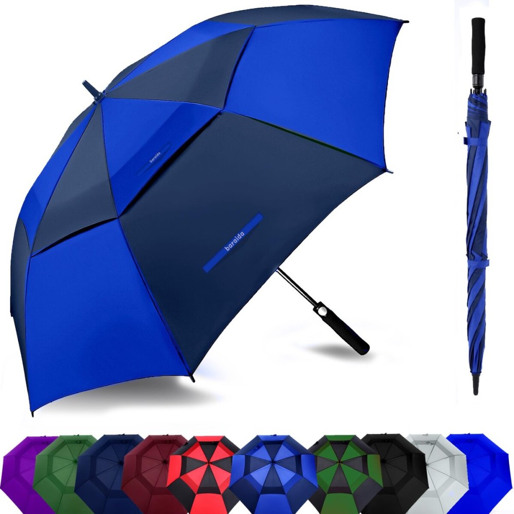 Baraida Golf Umbrella Large 62/68/72 Inch, Extra Large Oversize Double Canopy Vented Windproof Waterproof Umbrella, Automatic Open Golf Umbrella for Men and Women and Family.(72 Inch,Royal/Navy Blue)