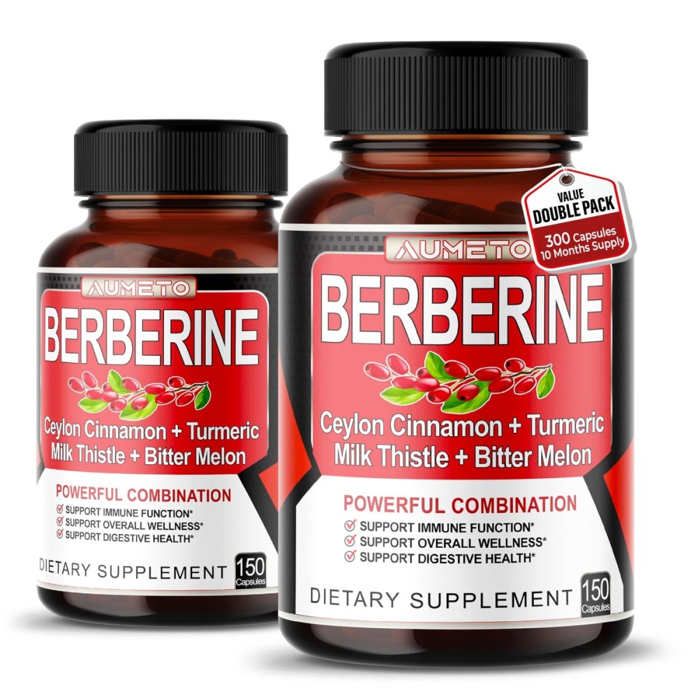 Berberine Supplement - Enhanced with Ceylon Cinnamon, Turmeric, Milk Thistle, Bitter Melon for Digestion, Immunity & Weight Managament Support (150 Count (Pack of 2))