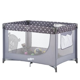 Pamo Babe Portable Crib Baby Playpen with Mattress and Carry Bag Grey