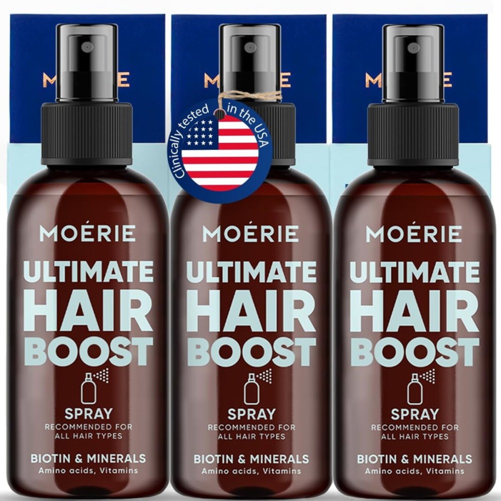 Moerie Ultimate Hair Boost Spray Designed to Strengthen Hair & Restore Scalp Health - 100% Natural Hair Serum for Hair Boost with over 100 Minerals, Vitamins & Amino acids - Fresh Scent - Triple Set